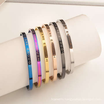 Shangjie OEM pulsera titanium steel c-shaped stainless steel smooth open bracelets & bangle bracelet